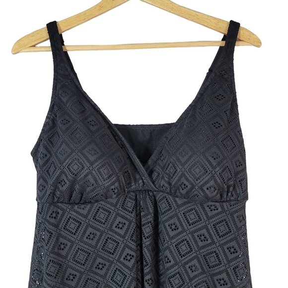 A&H Sportswear Swim Dress Black Plus 22W Crochet Adj Padded One Piece Swimsuit - Picture 2 of 9